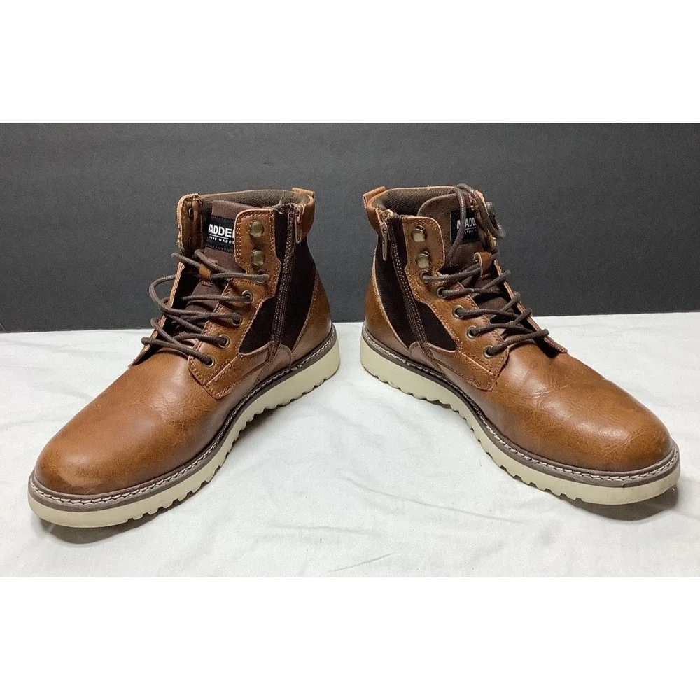 Men's Madden by Steve Madden Boots Lace Up Tan Cognac Size 10